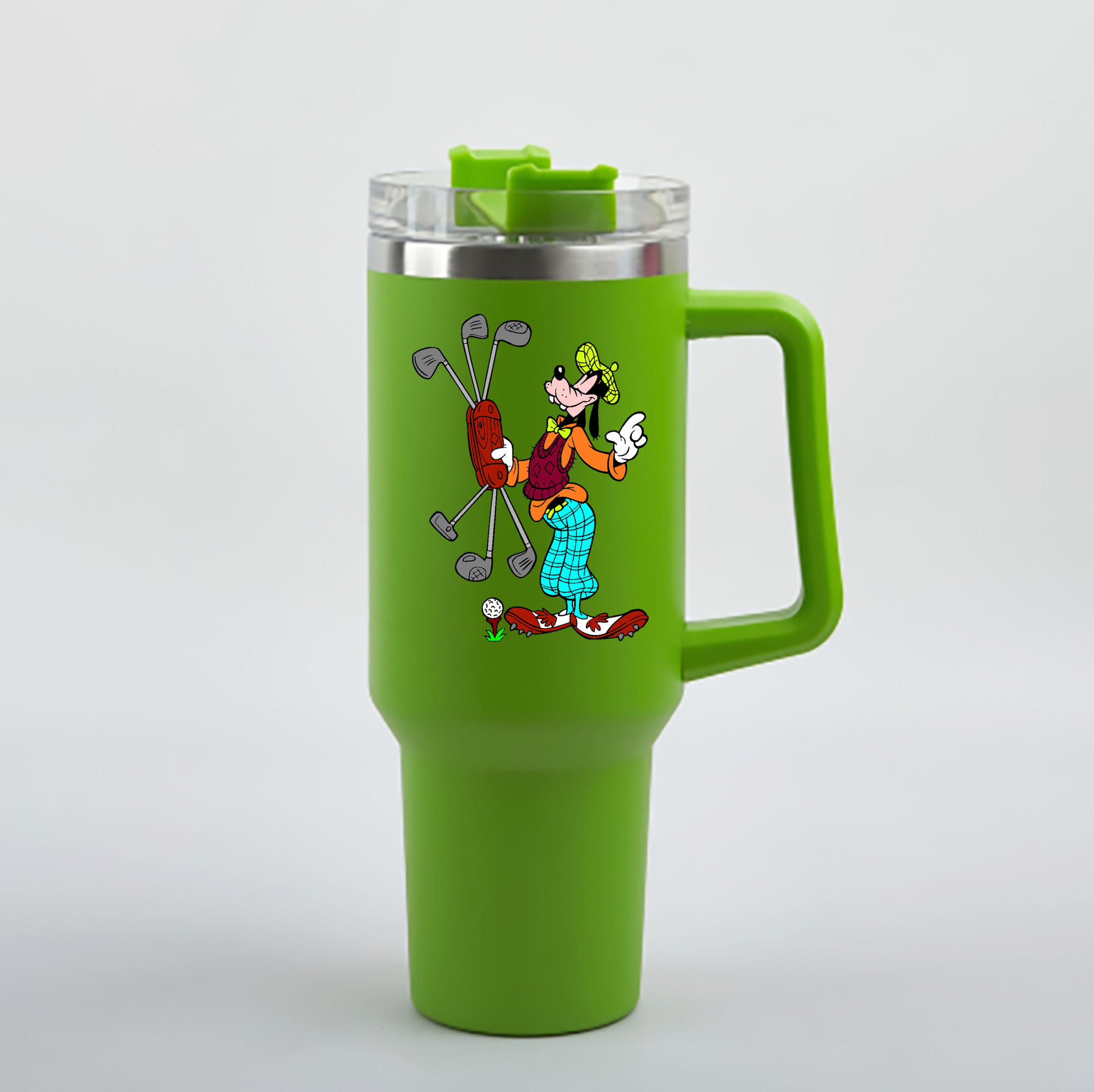 （画像用） ミッキーマウス Mickey Mouse 1200mL車用タンブラー - クリスタルステッカー（プラスチックストロー付き）